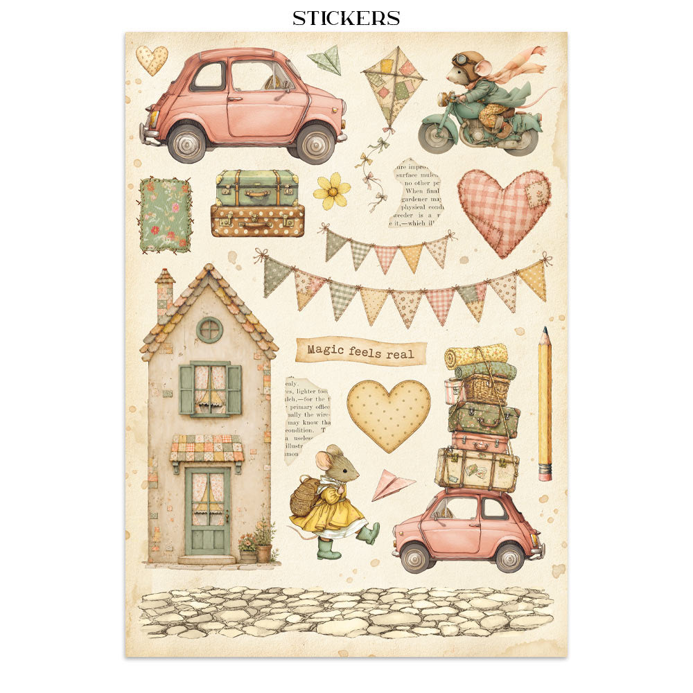 Stamperia COZY FAMILY - A4 Junk Journal - Stickers Cut outs Backgrounds #SBJK32