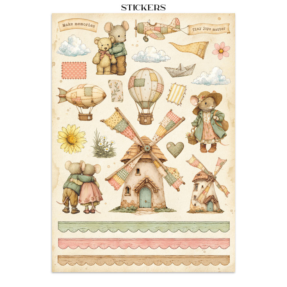 Stamperia COZY FAMILY - A4 Junk Journal - Stickers Cut outs Backgrounds #SBJK32