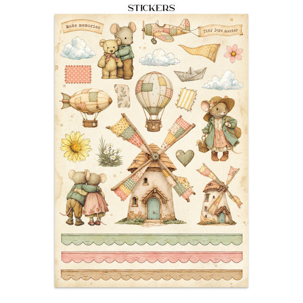Stamperia COZY FAMILY - A4 Junk Journal - Stickers Cut outs Backgrounds #SBJK32