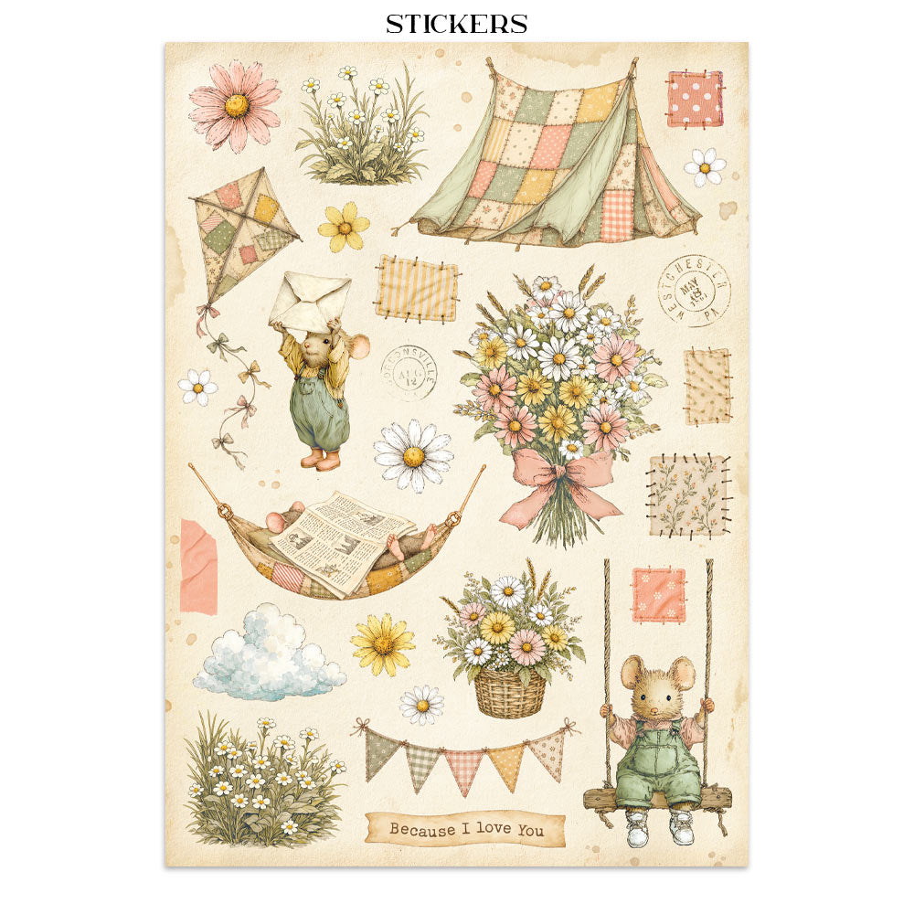 Stamperia COZY FAMILY - A4 Junk Journal - Stickers Cut outs Backgrounds #SBJK32