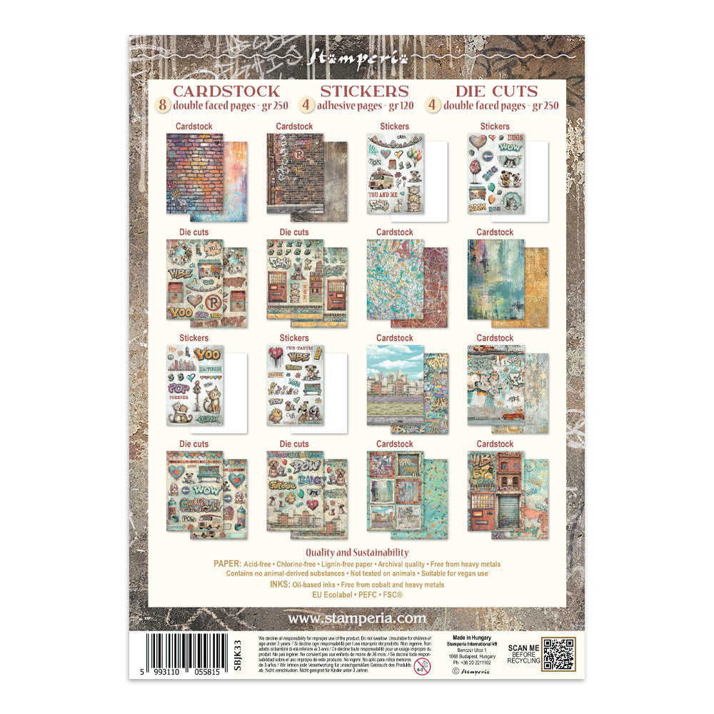 Stamperia FURRY FRIENDS 2 - A4 Junk Journal - Stickers Cut outs Backgrounds #SBJK33