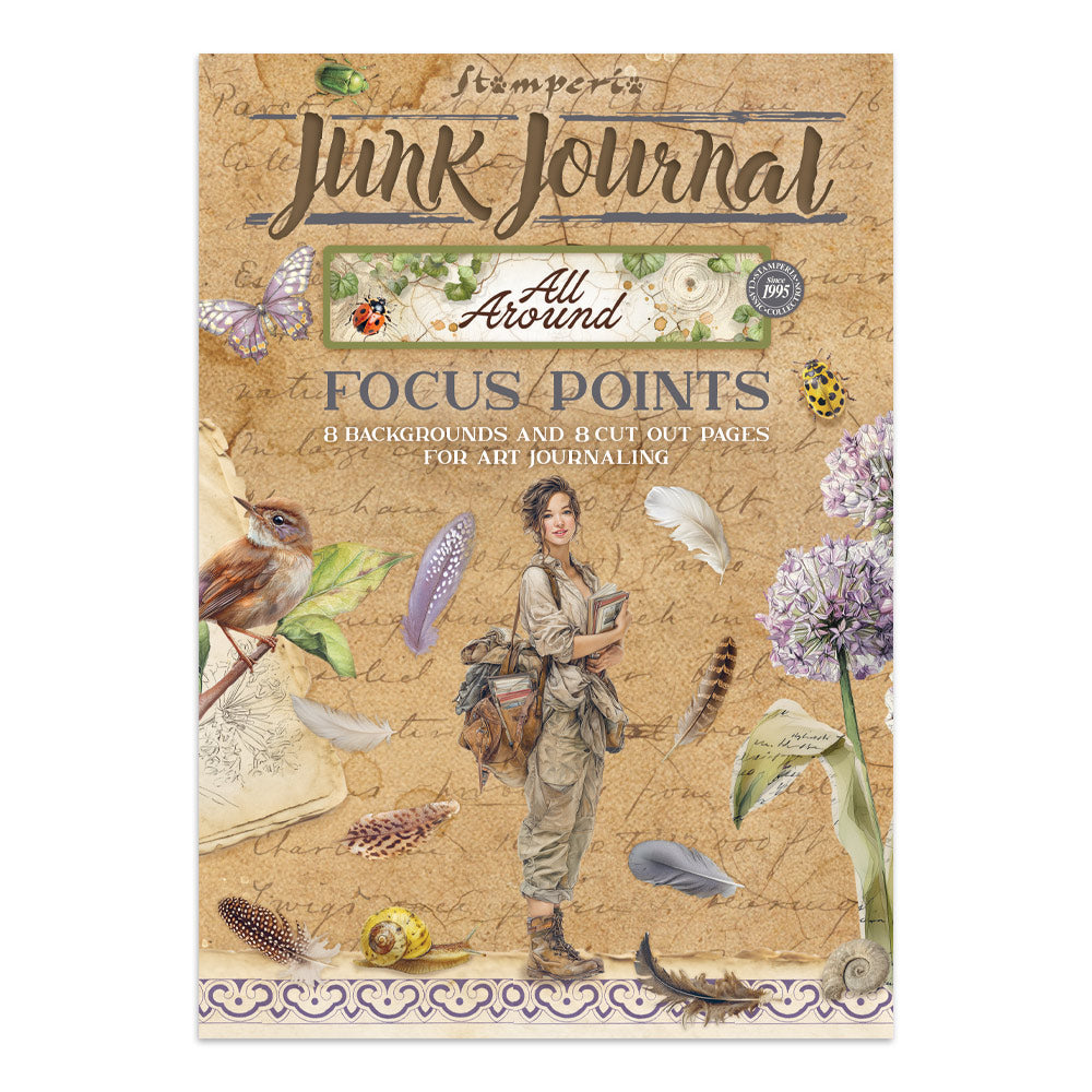 PRE-ORDER / RE-ORDER Stamperia ALL AROUND A5 Junk Journal FOCUS POINTS for Arts & Crafts #SBJKS02