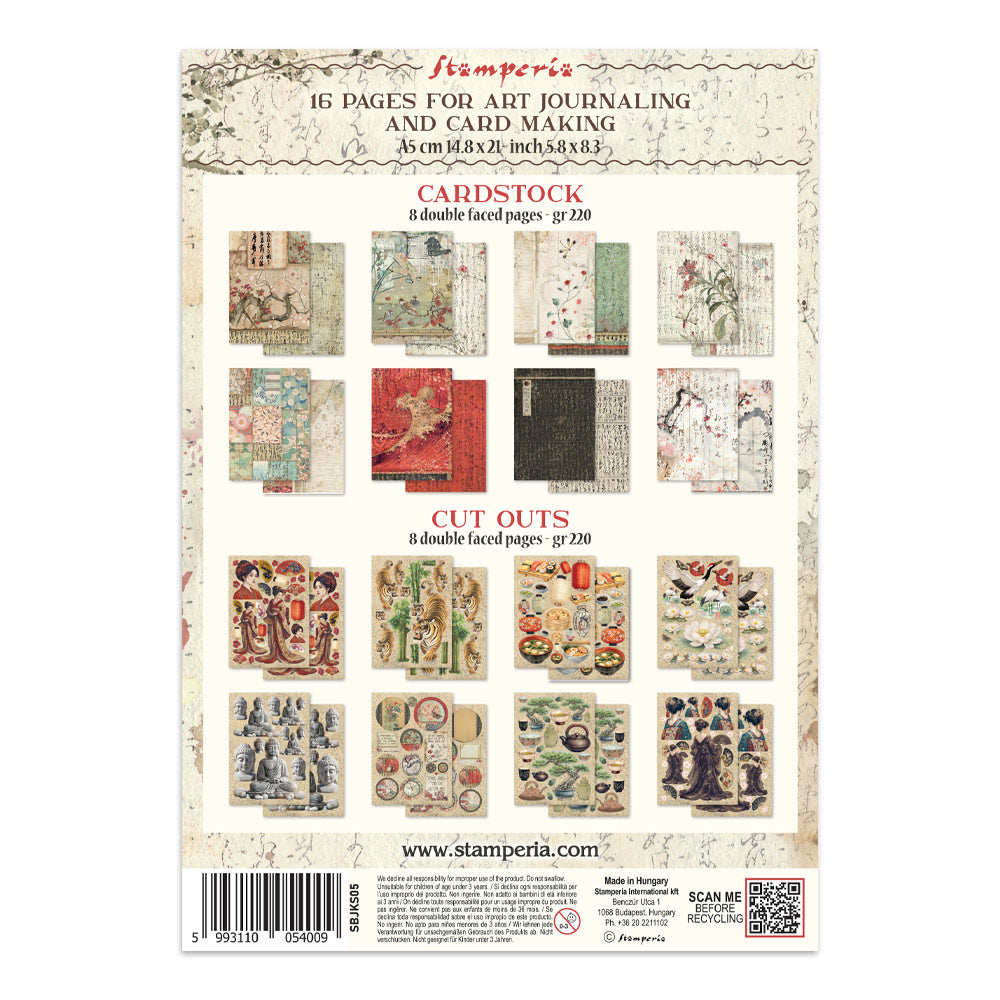 Stamperia ORIENTAL GARDEN A5 Junk Journal FOCUS POINTS for Arts & Crafts #SBJKS05