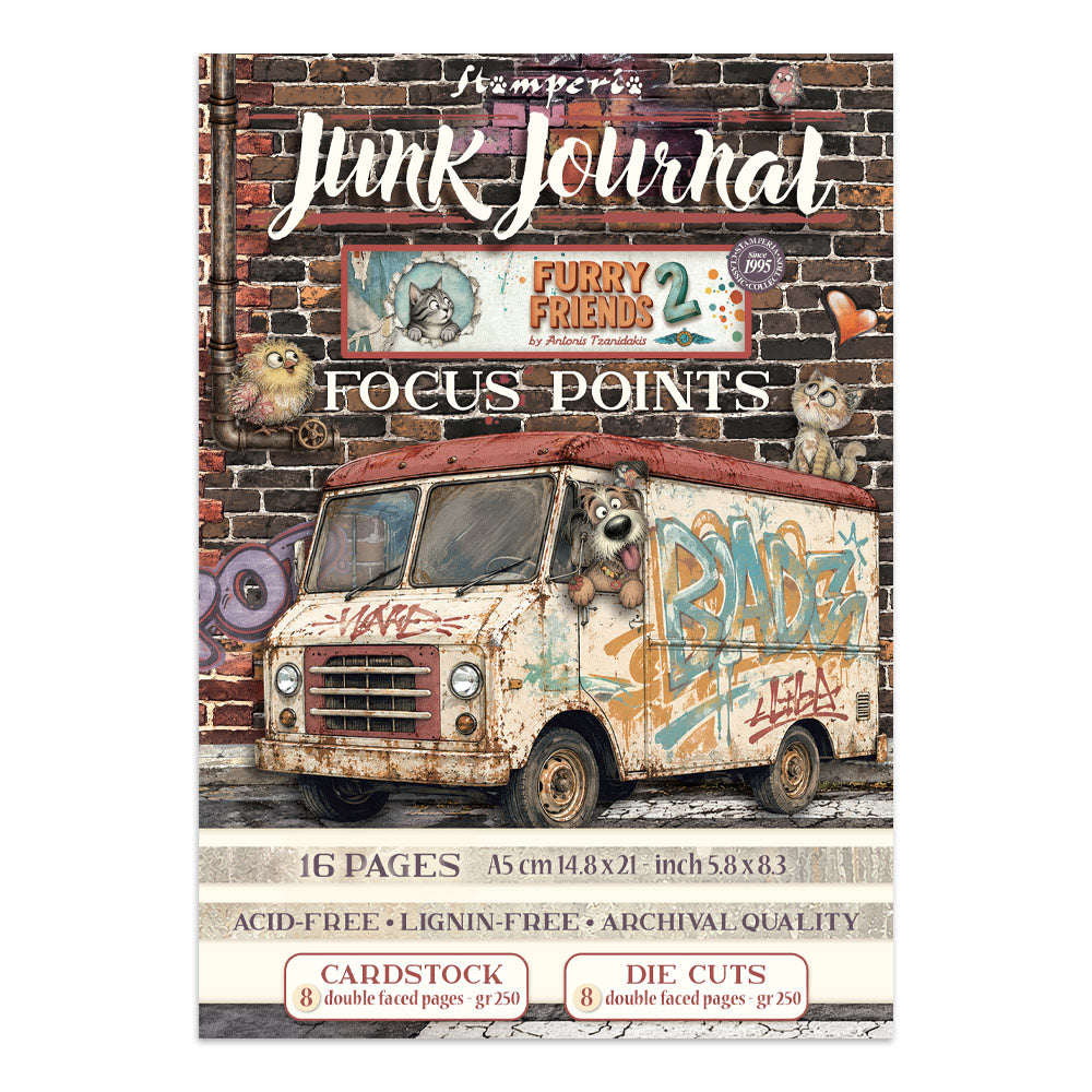 Stamperia FURRY FRIENDS 2 - A5 Junk Journal FOCUS POINTS for Arts & Crafts #SBJKS12