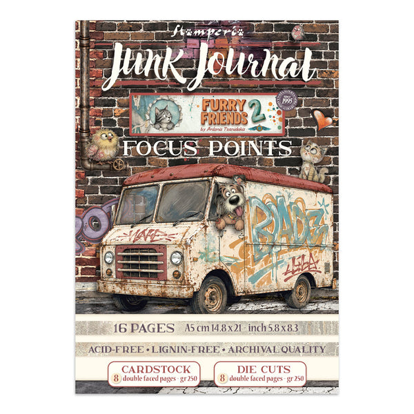 Stamperia FURRY FRIENDS 2 - A5 Junk Journal FOCUS POINTS for Arts & Crafts #SBJKS12