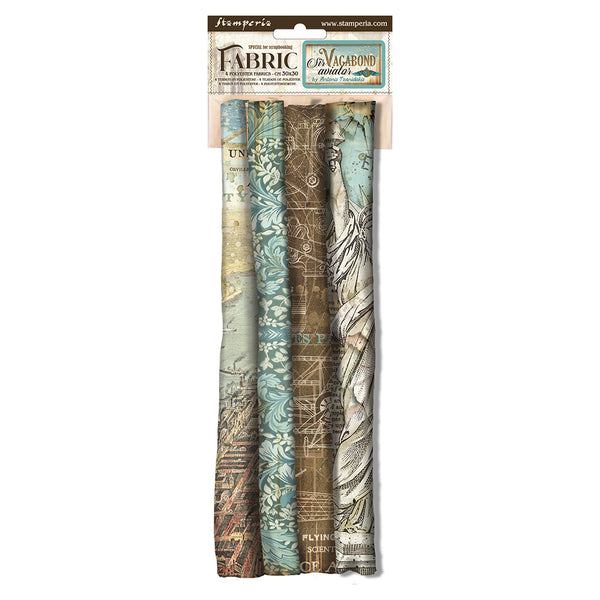 Stamperia SIR VAGABOND AVIATOR Fabric Sheets 4 pcs #SBPLT02