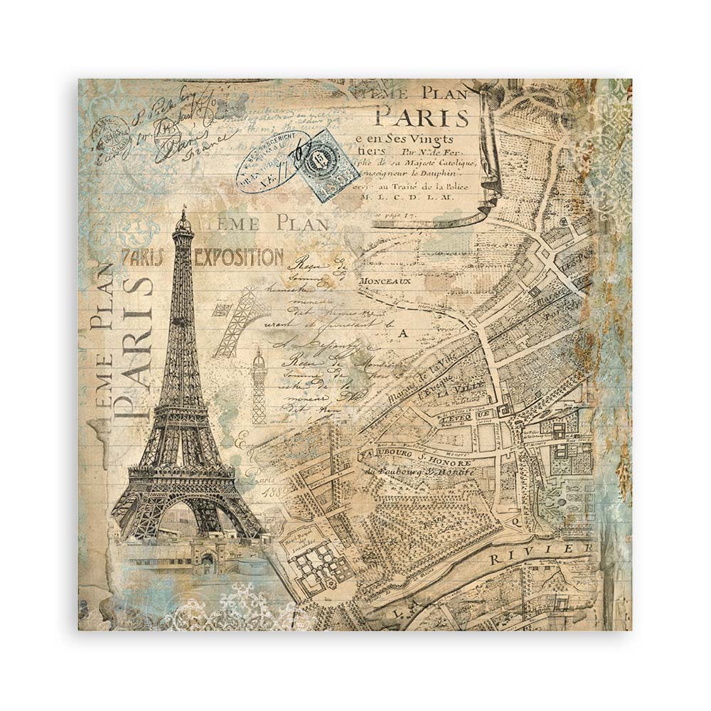 Stamperia AROUND THE WORLD Fabric Sheets 4 pcs #SBPLT14