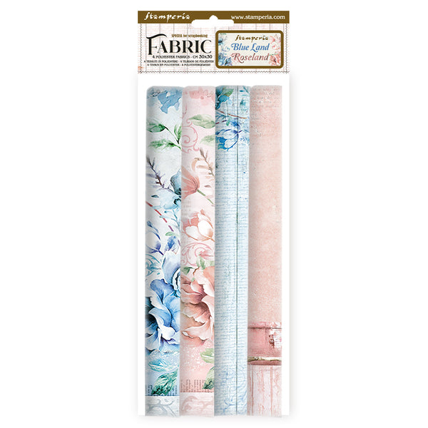Stamperia BLUE LAND ROSELAND Fabric Sheets 4 pcs #SBPLT15