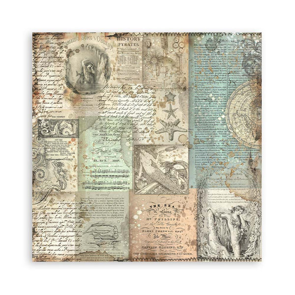 Stamperia SONGS of the SEA Fabric Sheets 4 pcs #SBPLT18