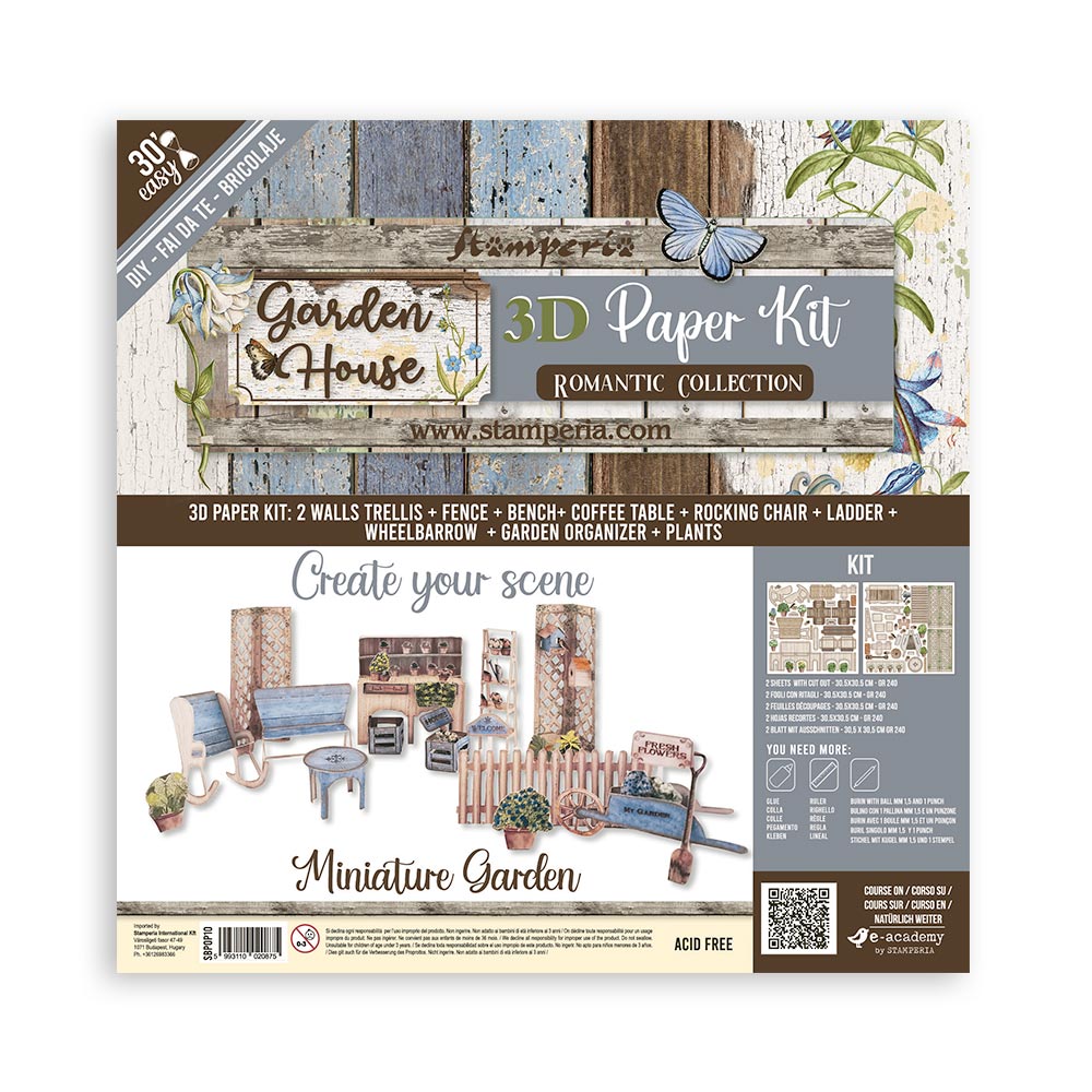 Stamperia GARDEN HOUSE 3D Furniture Paper Kit #SBPOP10