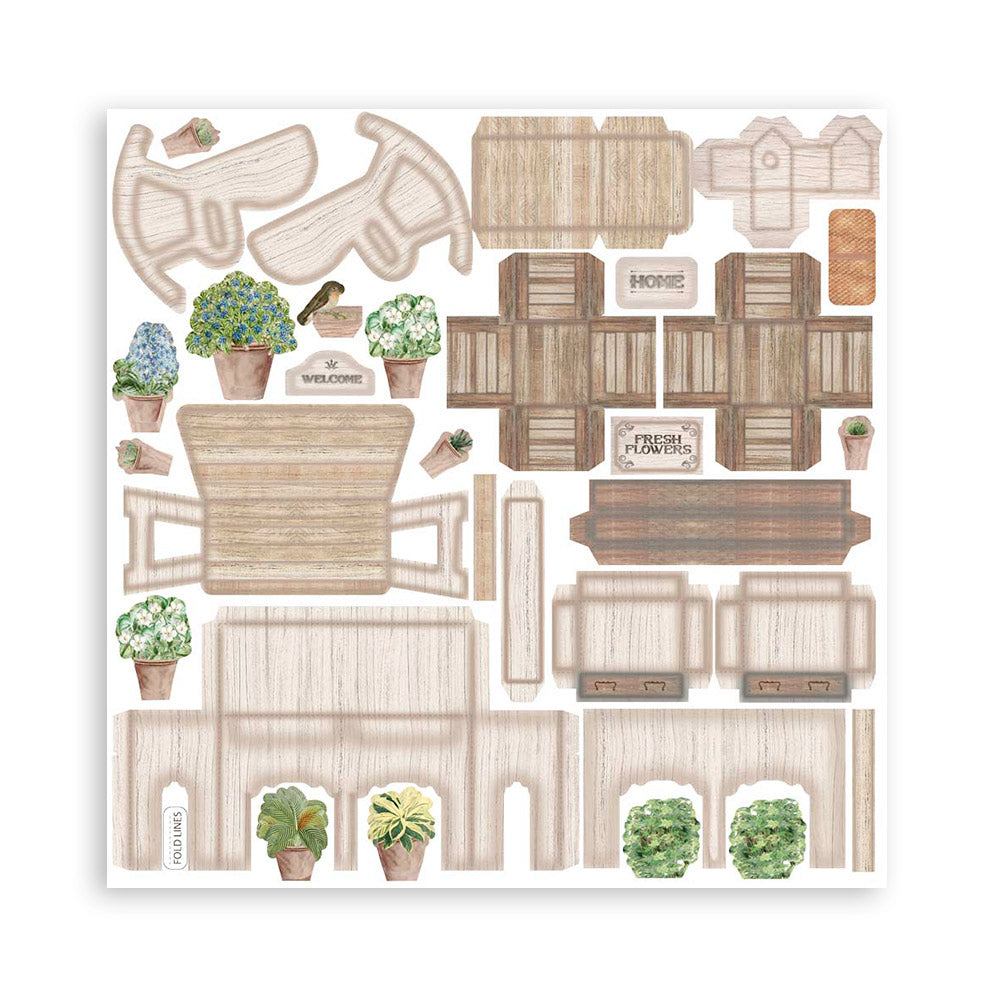 Stamperia GARDEN HOUSE 3D Furniture Paper Kit #SBPOP10