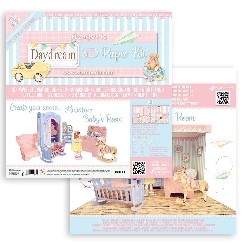 Stamperia DAYDREAM 3D Paper Furniture Kit Blue Pink #SBPOP11