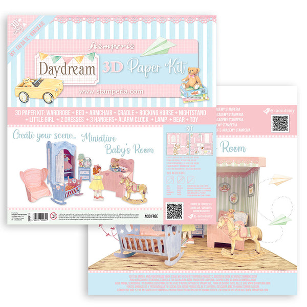 Stamperia DAYDREAM 3D Paper Furniture Kit Blue Pink #SBPOP11