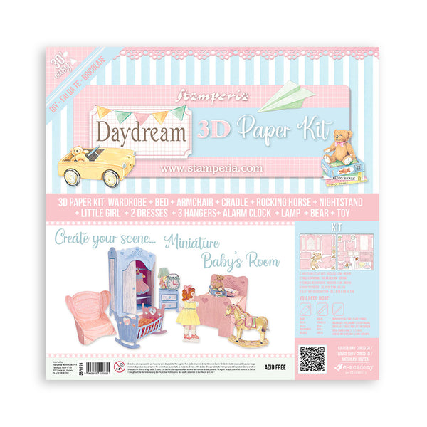 Stamperia DAYDREAM 3D Paper Furniture Kit Blue Pink #SBPOP11