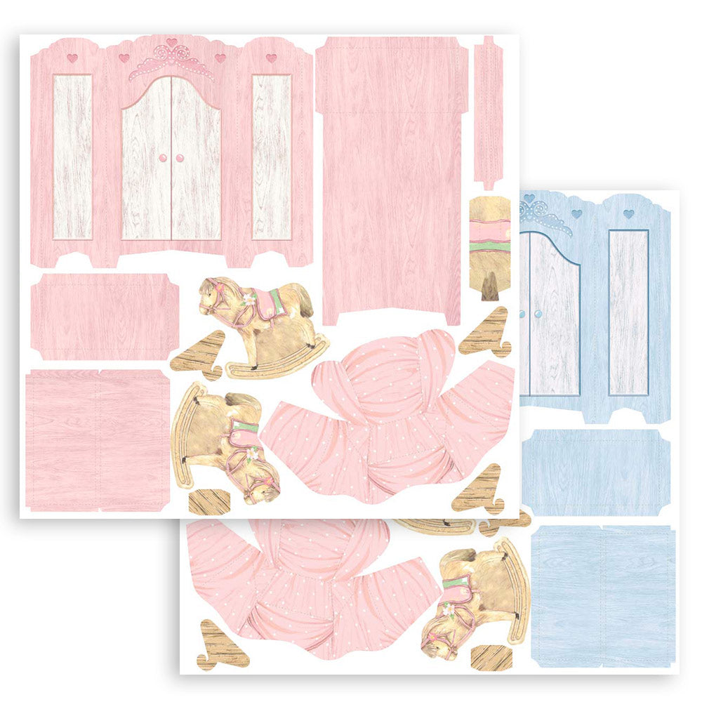 Stamperia DAYDREAM 3D Paper Furniture Kit Blue Pink #SBPOP11