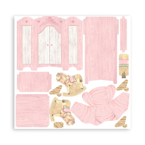 Stamperia DAYDREAM 3D Paper Furniture Kit Blue Pink #SBPOP11