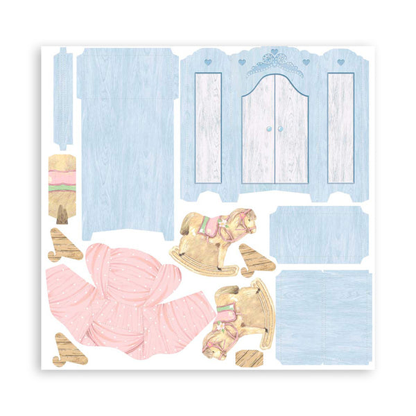 Stamperia DAYDREAM 3D Paper Furniture Kit Blue Pink #SBPOP11