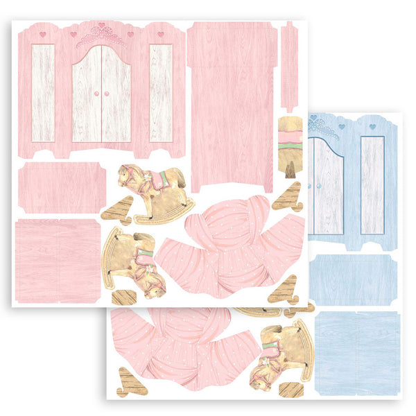 Stamperia DAYDREAM 3D Paper Furniture Kit Blue Pink #SBPOP11
