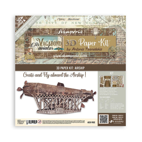 Stamperia SIR VAGABOND AVIATOR 3D Paper Kit Steampunk Airship #SBPOP13