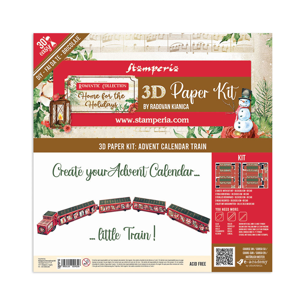 Stamperia ROMANTIC HOME for the HOLIDAYS 3D Christmas Advent Calendar Train #SBPOP16
