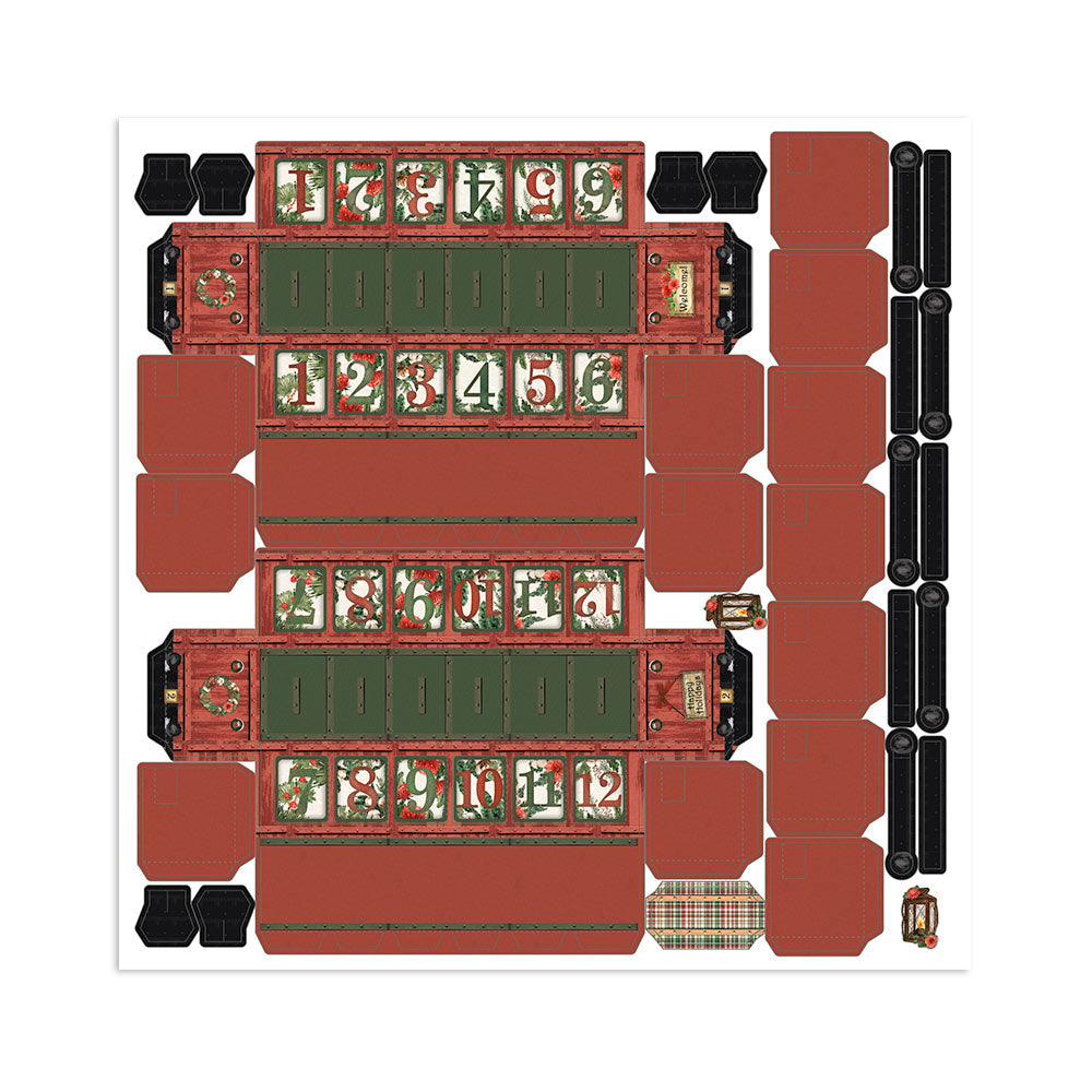 Stamperia ROMANTIC HOME for the HOLIDAYS 3D Christmas Advent Calendar Train #SBPOP16