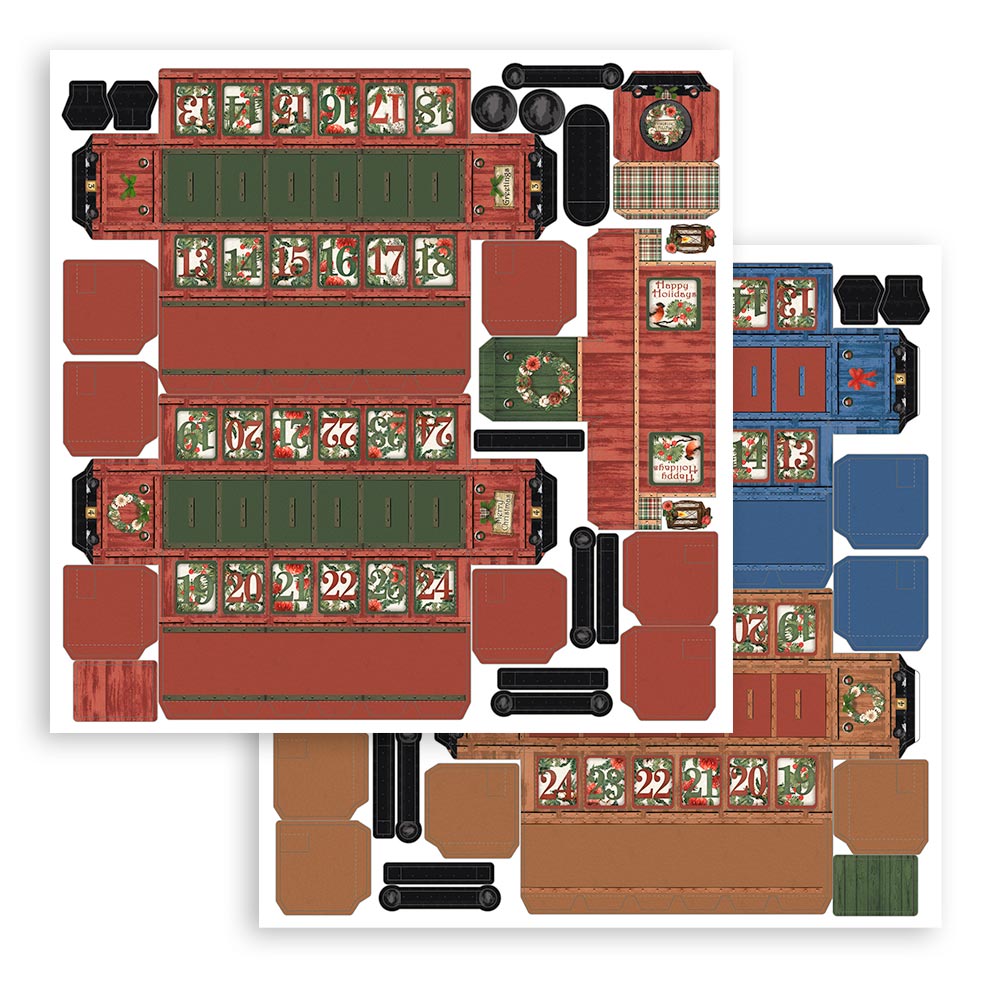 Stamperia ROMANTIC HOME for the HOLIDAYS 3D Christmas Advent Calendar Train #SBPOP16