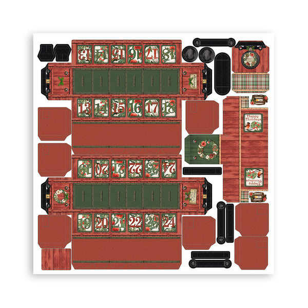 Stamperia ROMANTIC HOME for the HOLIDAYS 3D Christmas Advent Calendar Train #SBPOP16