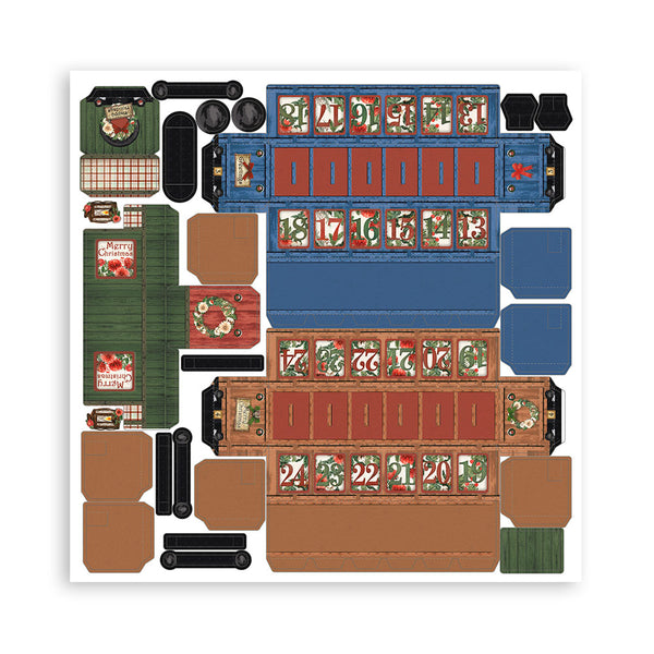 Stamperia ROMANTIC HOME for the HOLIDAYS 3D Christmas Advent Calendar Train #SBPOP16