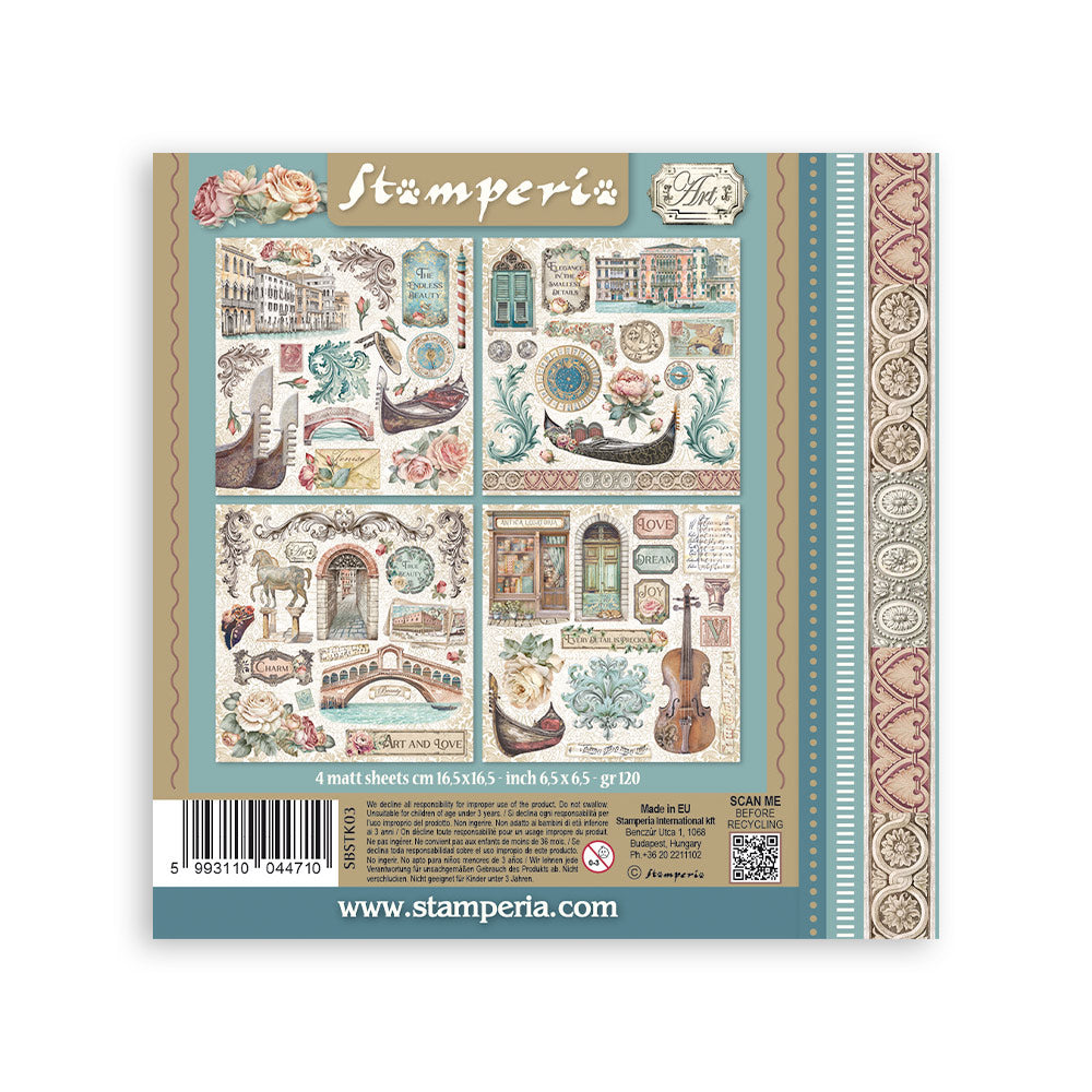 Stamperia VENICE CITY OF ART - STICKERS 4 Sheets #SBSTK03