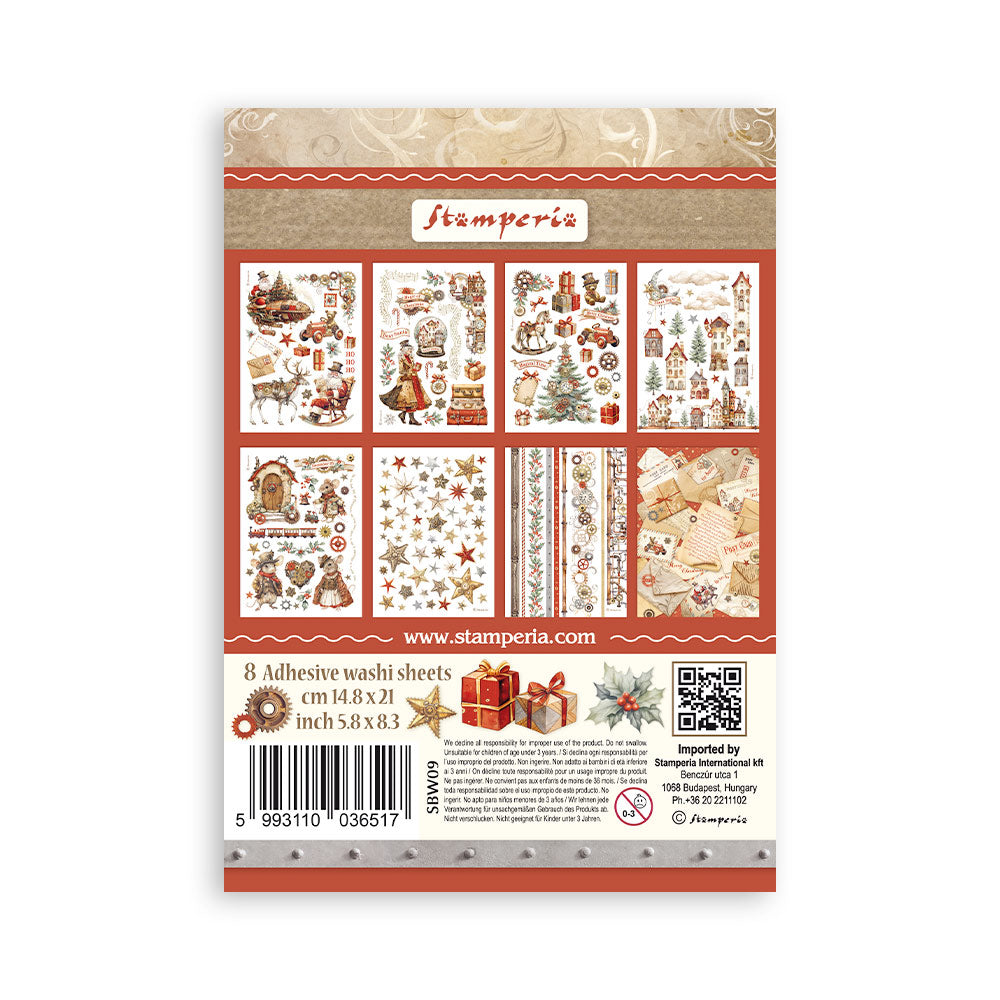 Stamperia GEAR UP FOR CHRISTMAS Washi Pad 8 Sheets A5 #SBW09