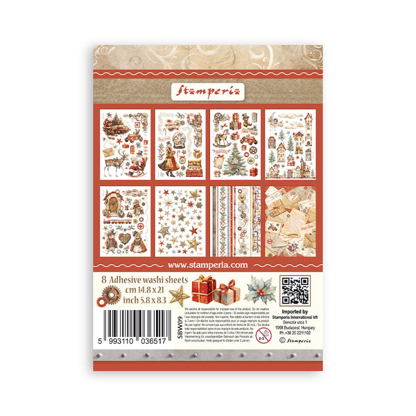 Stamperia GEAR UP FOR CHRISTMAS Washi Pad 8 Sheets A5 #SBW09