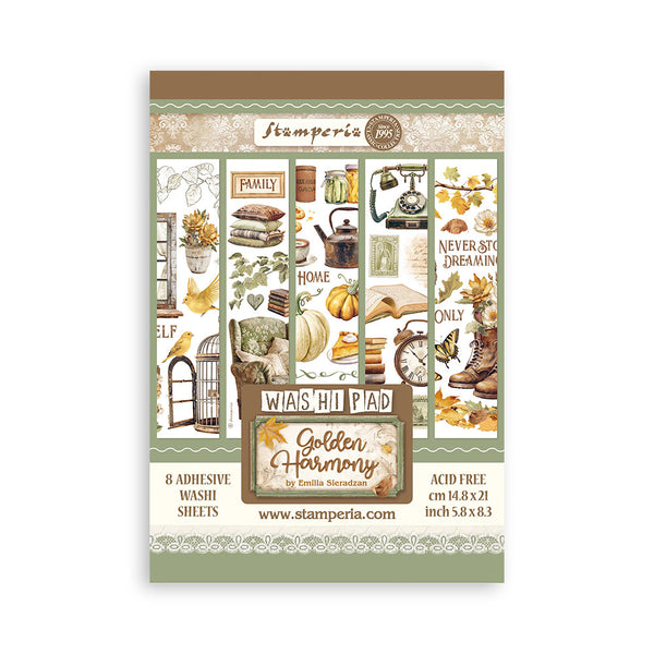 Stamperia GOLDEN HARMONY Washi Pad 8 Sheets A5 #SBW11