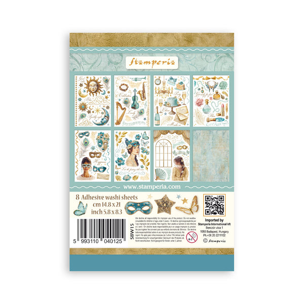 PRE-ORDER Stamperia MASQUERADE Washi Pad 8 Sheets A5 #SBW15