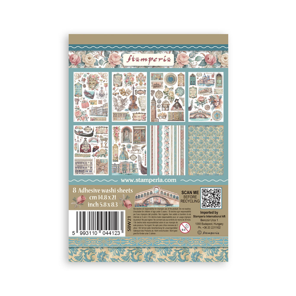 Stamperia VENICE CITY OF ART Washi Pad 8 Sheets A5 #SBW21
