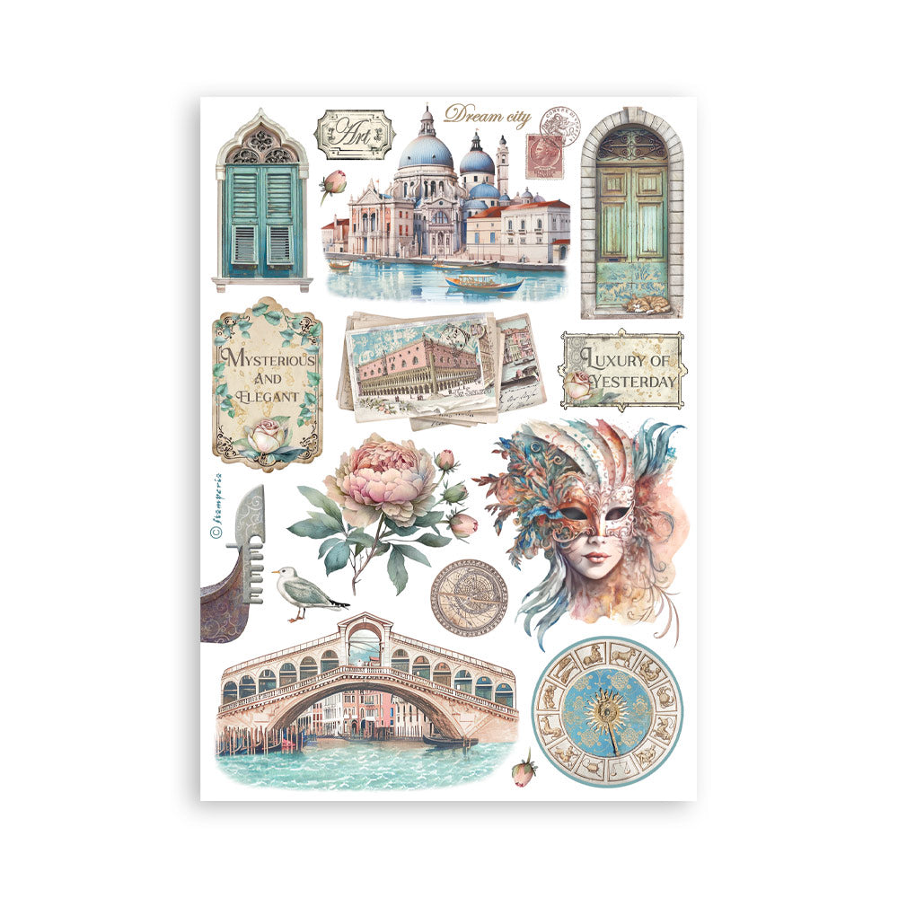 Stamperia VENICE CITY OF ART Washi Pad 8 Sheets A5 #SBW21