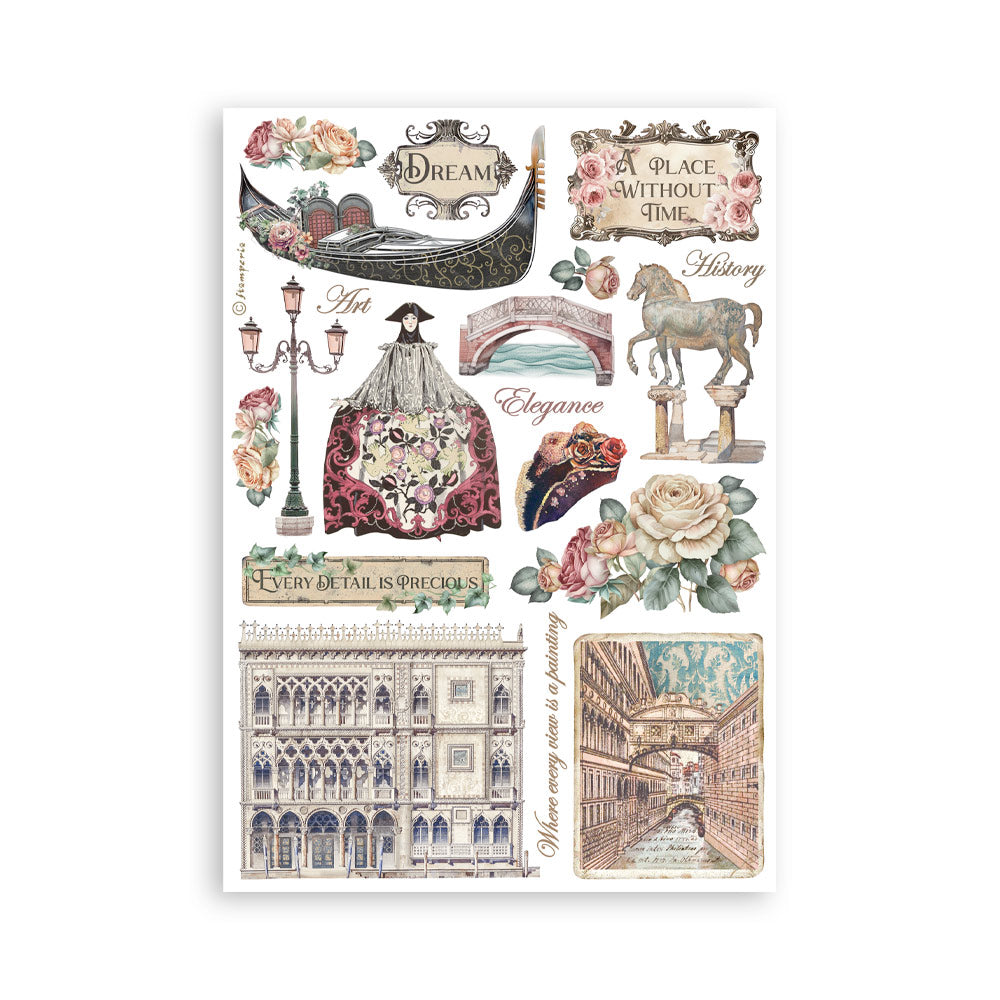 Stamperia VENICE CITY OF ART Washi Pad 8 Sheets A5 #SBW21