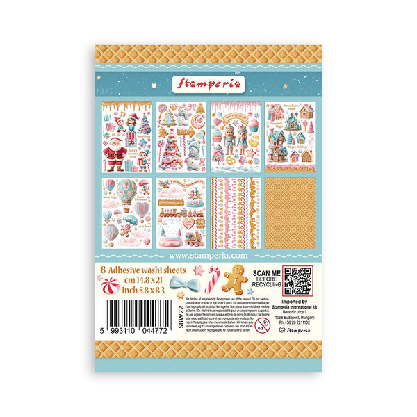 Stamperia CANDY CHRISTMAS Washi Pad 8 Sheets A5 #SBW22