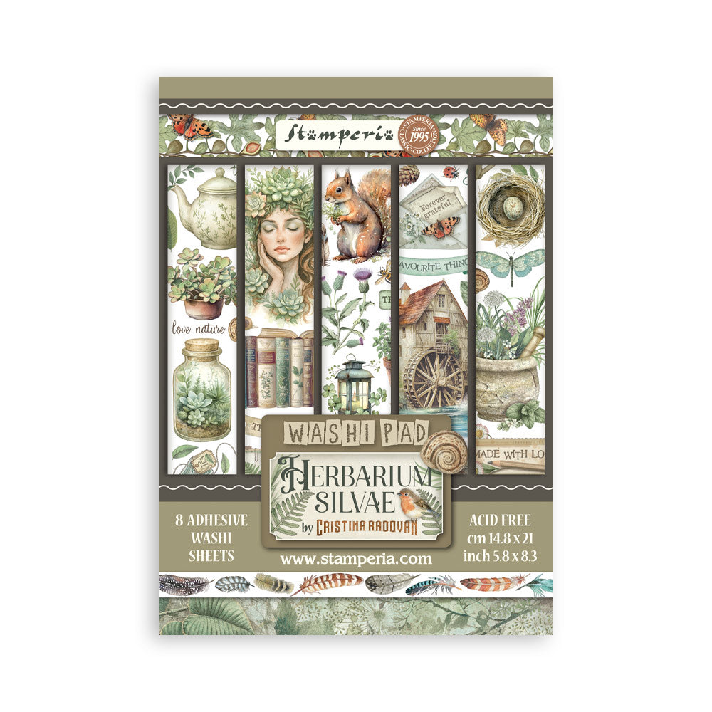 Stamperia Herbarium Silvae washi pad packaging with nature-themed design on a white background