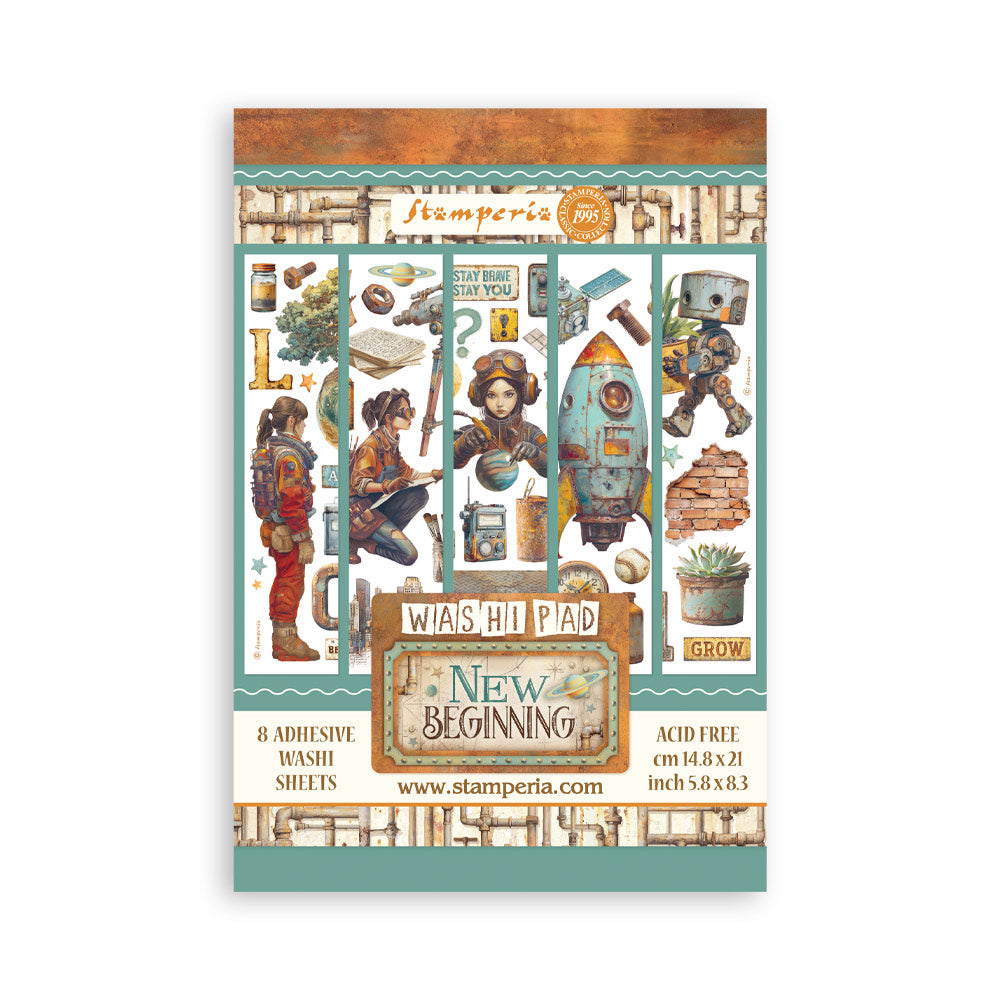 Stamperia Washi Pad with vintage-themed design on a white background