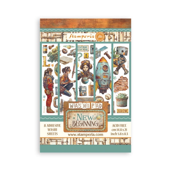 Stamperia Washi Pad with vintage-themed design on a white background