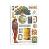 Decorative sheet with illustrations of a girl, tree, backpack, and various objects with motivational phrases on a white background.