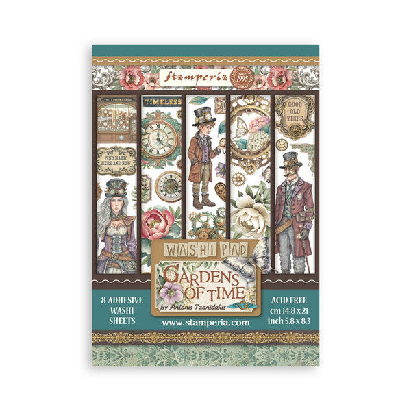 Stamperia 'Gardens of Time' washi pad packaging with vintage-themed design.