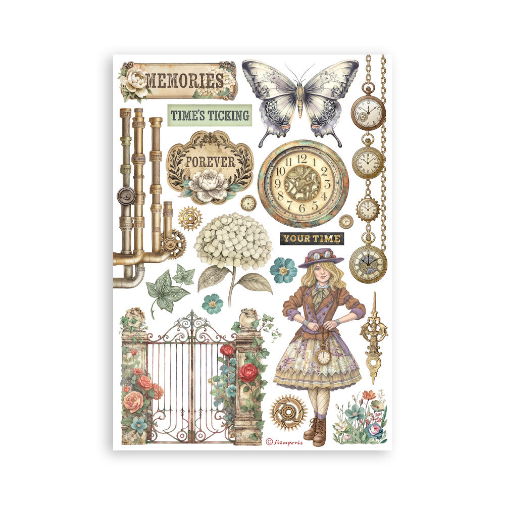 Stamperia GARDENS OF TIME Washi Pad 8 Sheets A5 #SBW32
