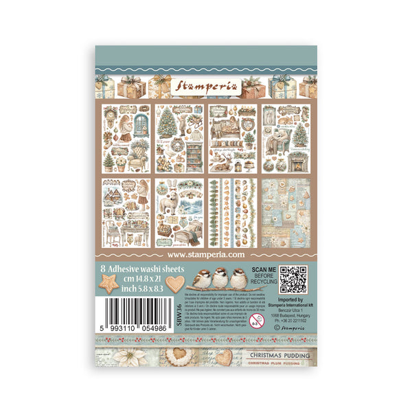 Stamperia WHITE CHRISTMAS Washi Pad 8 Sheets A5 #SBW36