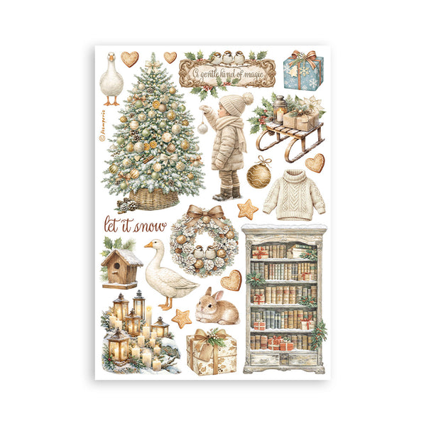 Stamperia WHITE CHRISTMAS Washi Pad 8 Sheets A5 #SBW36