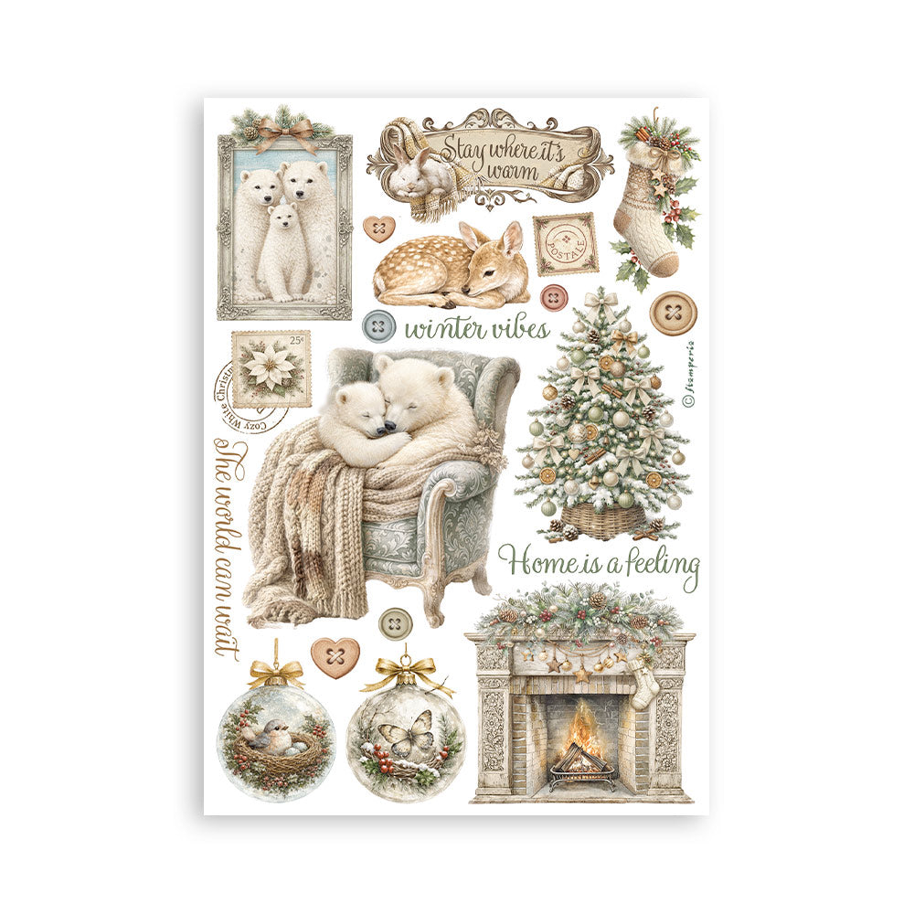 Stamperia WHITE CHRISTMAS Washi Pad 8 Sheets A5 #SBW36