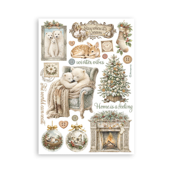 Stamperia WHITE CHRISTMAS Washi Pad 8 Sheets A5 #SBW36