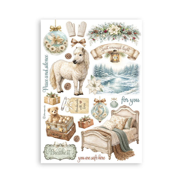 Stamperia WHITE CHRISTMAS Washi Pad 8 Sheets A5 #SBW36