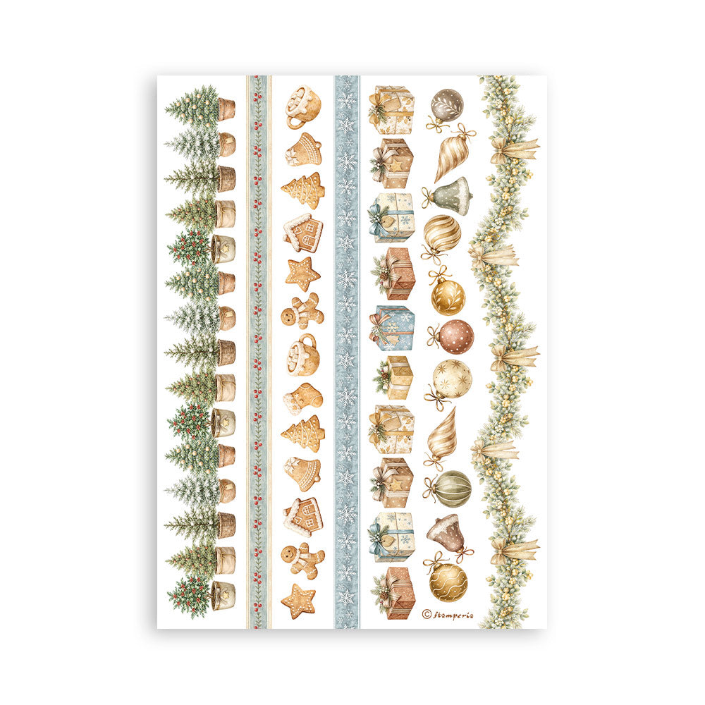 Stamperia WHITE CHRISTMAS Washi Pad 8 Sheets A5 #SBW36
