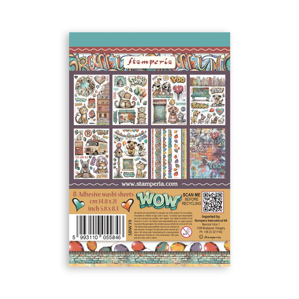 PRE-ORDER Stamperia FURRY FRIENDS 2 Washi Pad 8 Sheets A5 #SBW39